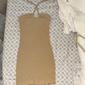 Elegant Tan Halter Dress / Swimsuit Cover up